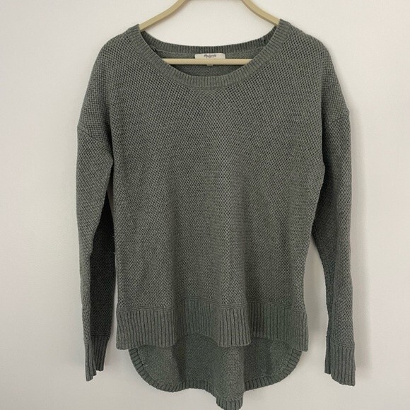 MADEWELL top womens light green gray Chronicle Texture Pullover Sweater small - Picture 9 of 10